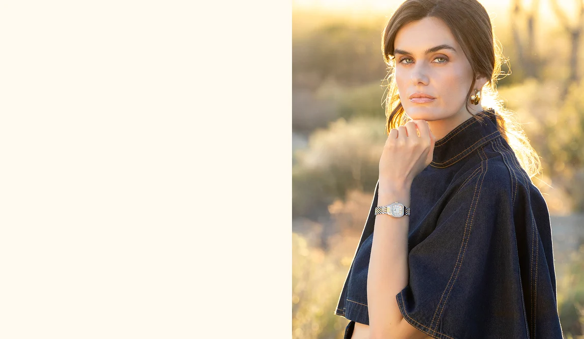 A woman wearing the Meggie Mini watch