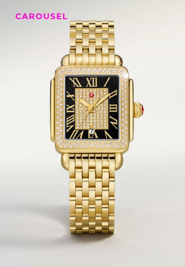 The Limited Edition Deco Madison Mid Pavé Noir 18K gold-plated watch
