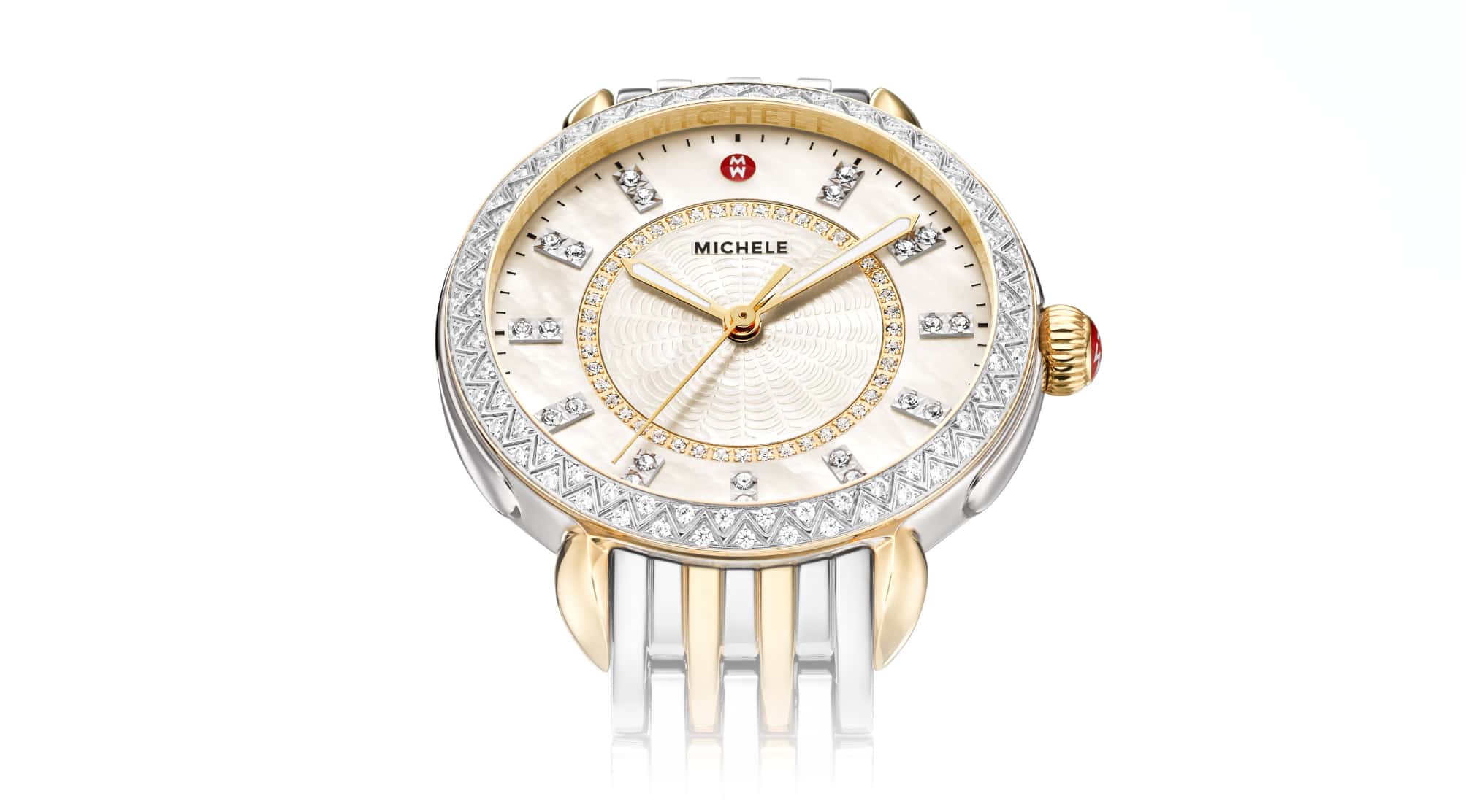 Sidney watch  in two-tone stainless and 18K gold and diamond-covered bezel.