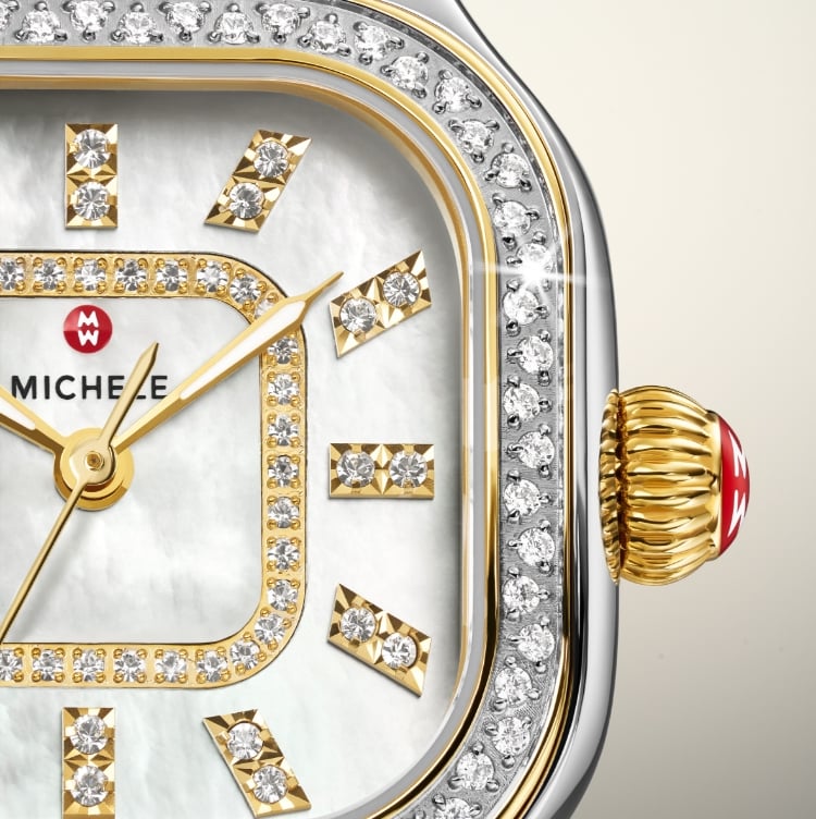 Close up of the Meggie Diamond Two-tone 18K Gold-plated watch