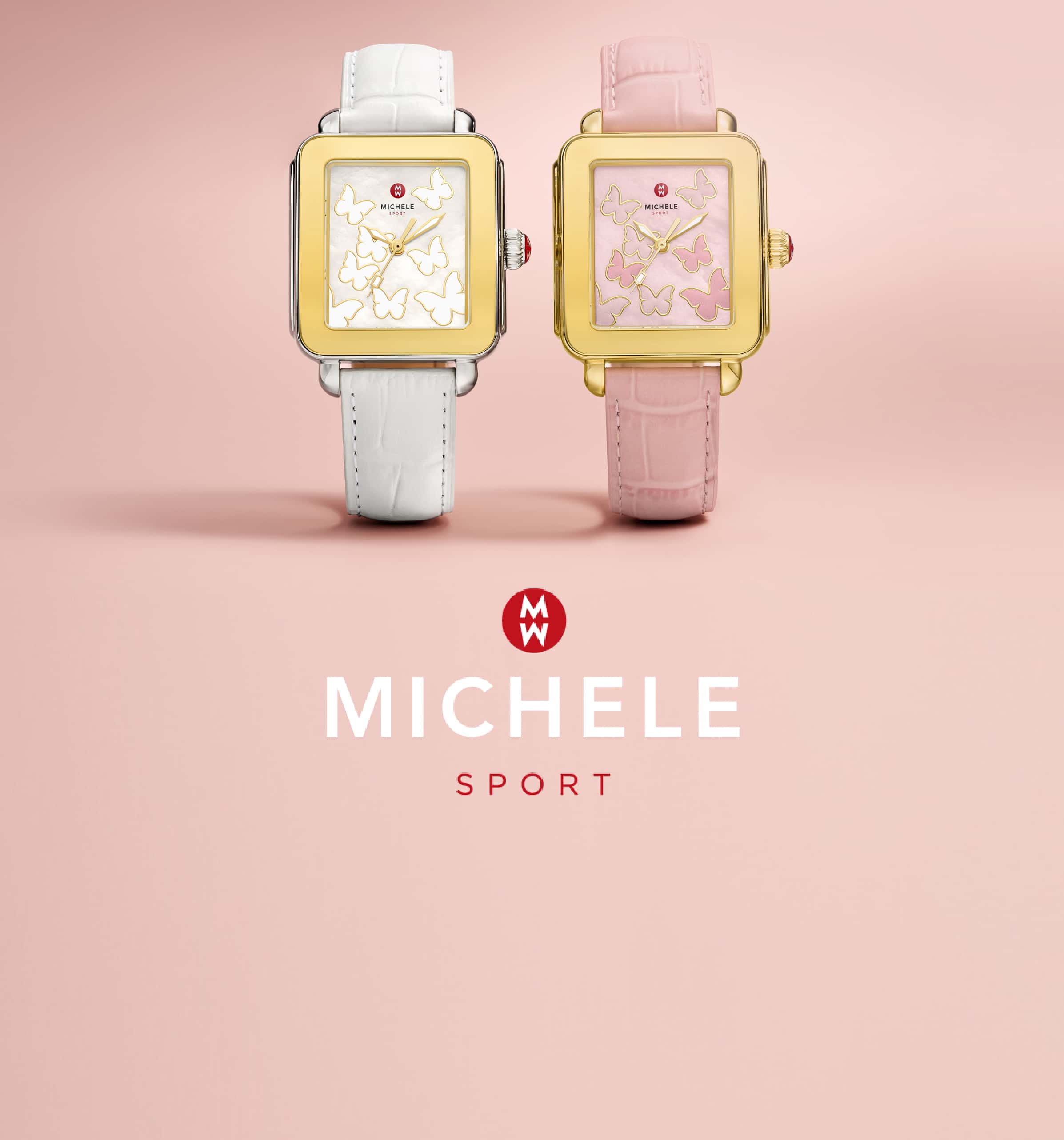 deco MICHELE watch with pink butterflies on the dial