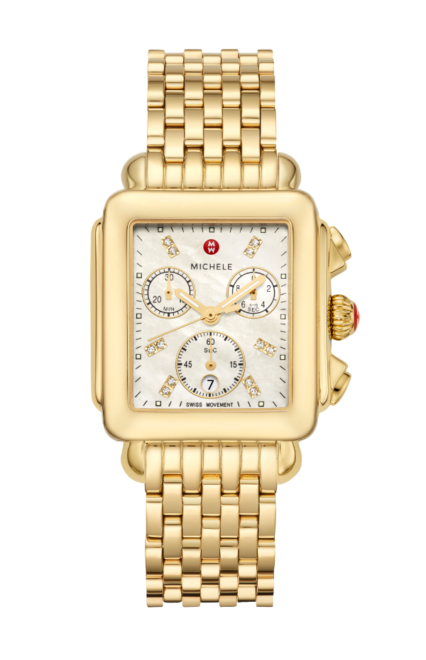 Deco diamond gold watch.
