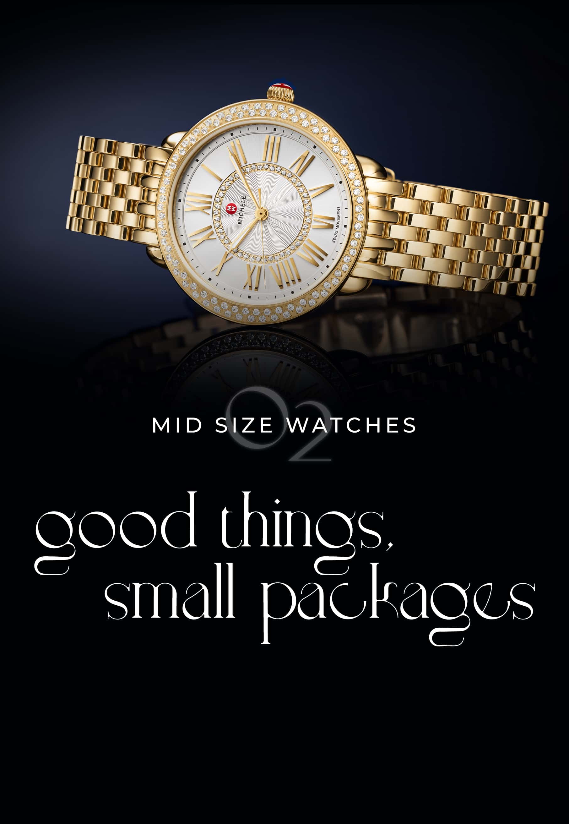 gold MICHELE watch with diamonds