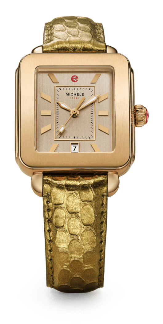 Deco Sport Mercurial Metallic watch in olive and pink.