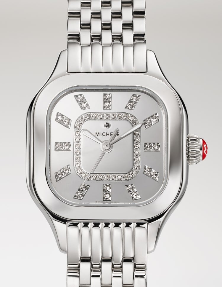 Detail shot of The Deco Diamond High Shine Stainless Steel watch