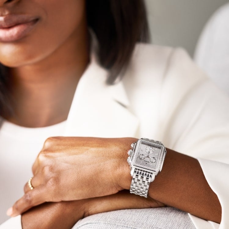 The Deco Diamond High Shine Stainless Steel watch shown on a wrist