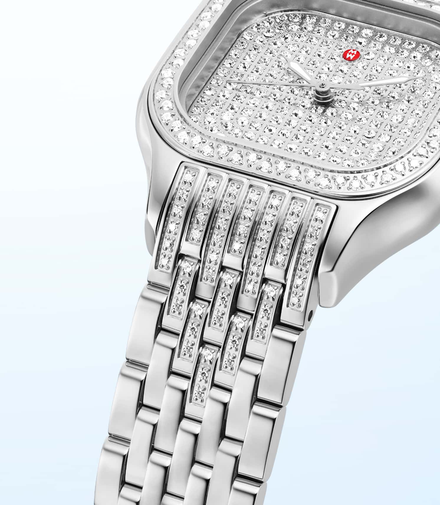 Limited-edition Meggie Stainless Diamond Pavé watch featuring 390 hand-set diamonds.