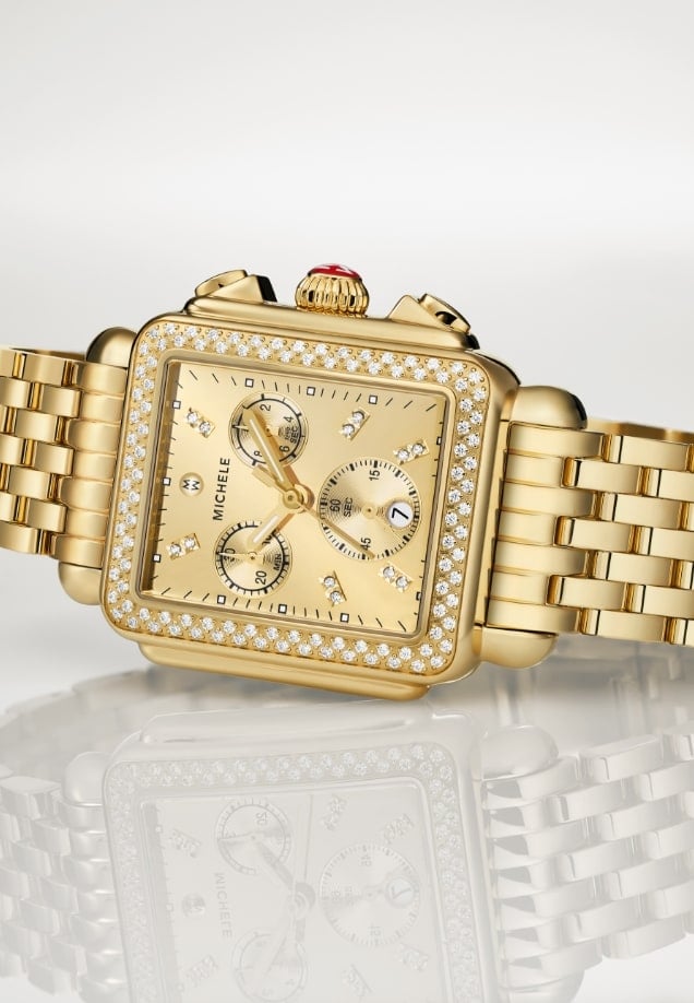 The Deco Diamond High Shine 18K Gold-plated watch