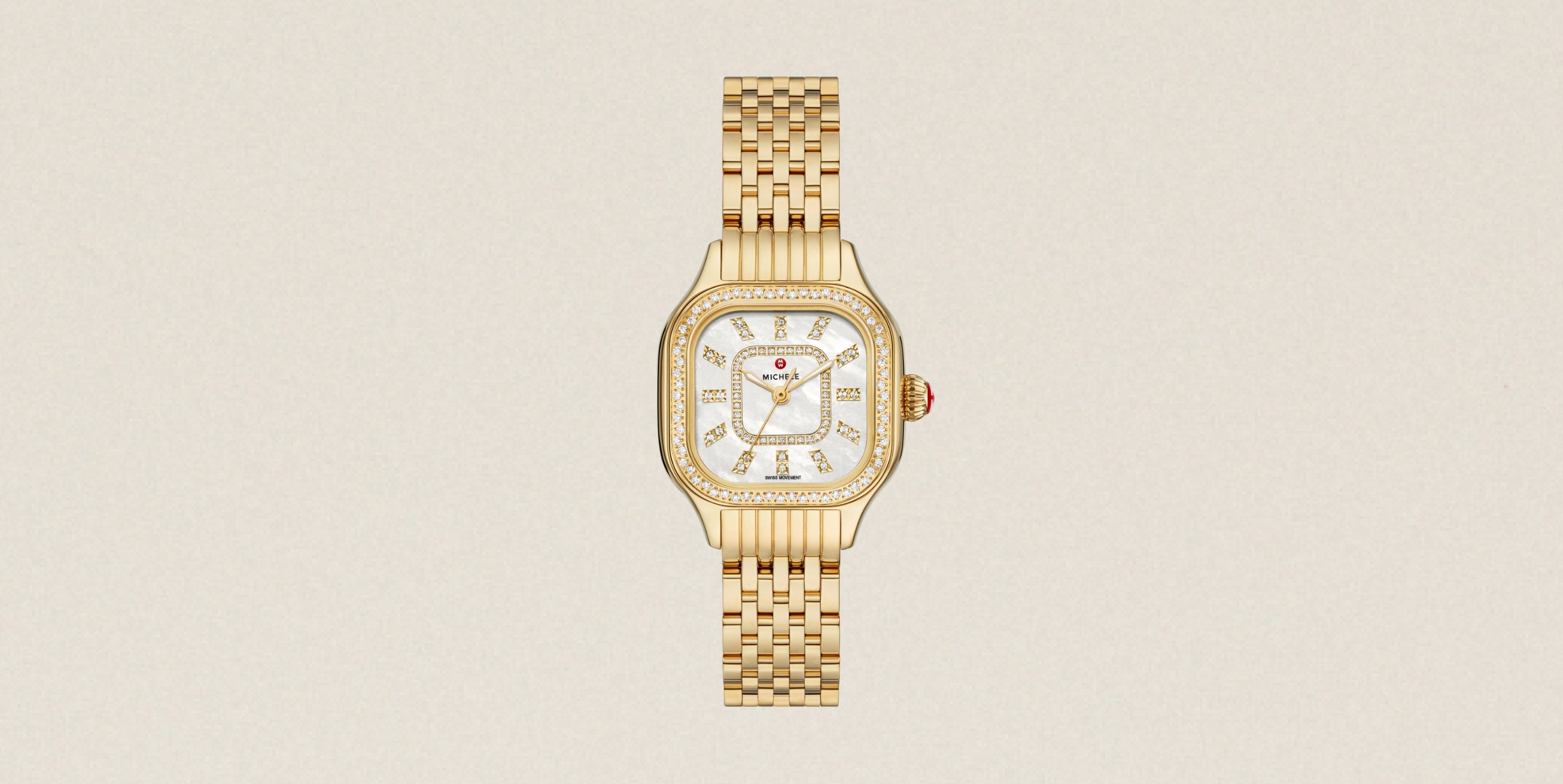 Detail shot of the Meggie Diamond 18K Gold-plated watch