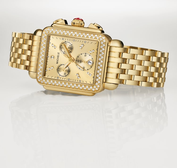The Deco Diamond High Shine 18K Gold-plated watch