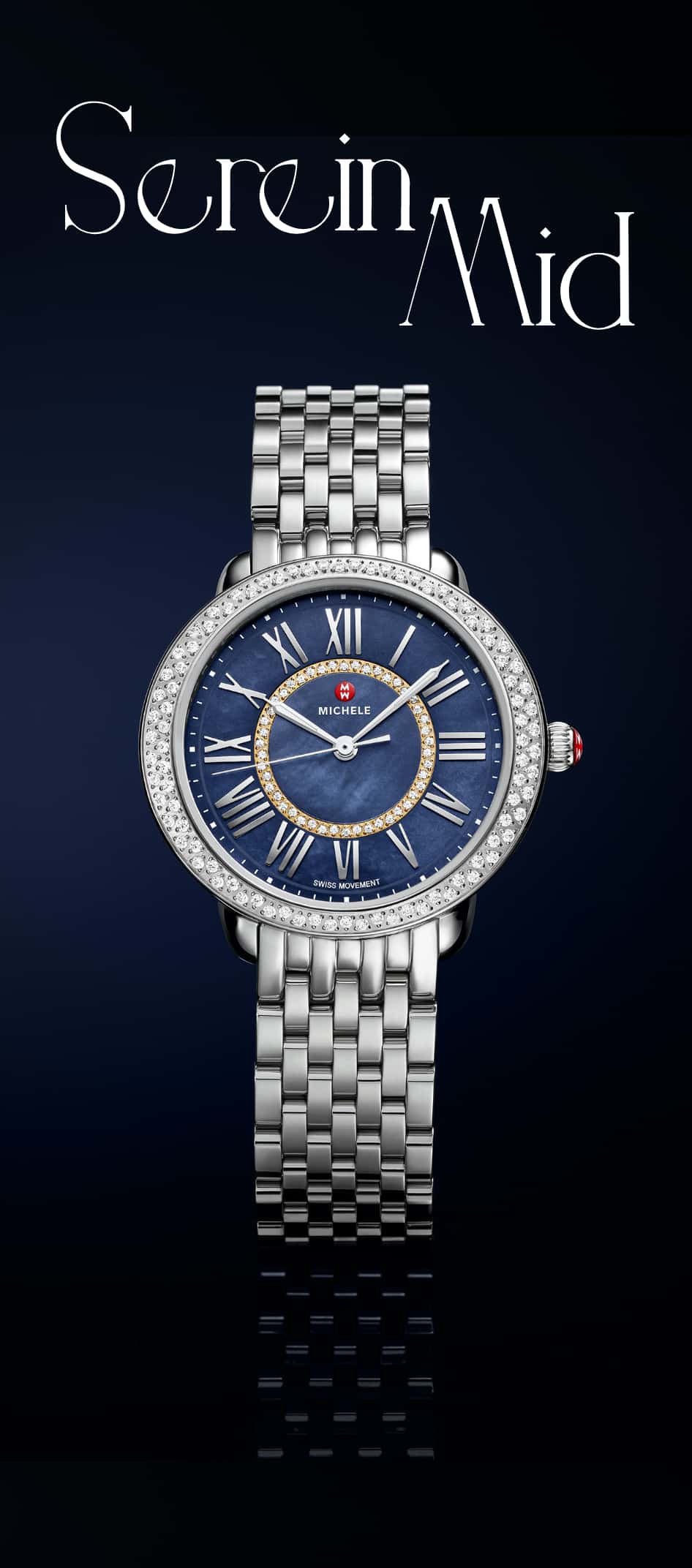 Serein Mid watch by MICHELE with a midnight blue dial