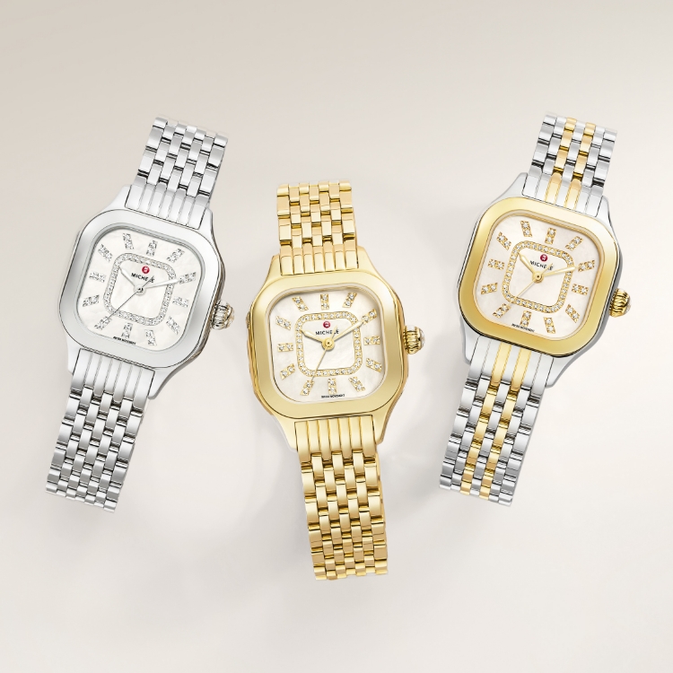 Detail shot of the Deco Mid Diamond Two-tone 18K Gold-plated watch