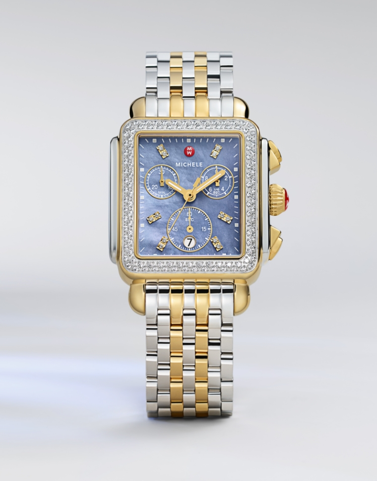 Deco Two Tone 18K Gold Plated Diamond Watch MWW06A000809 MICHELE