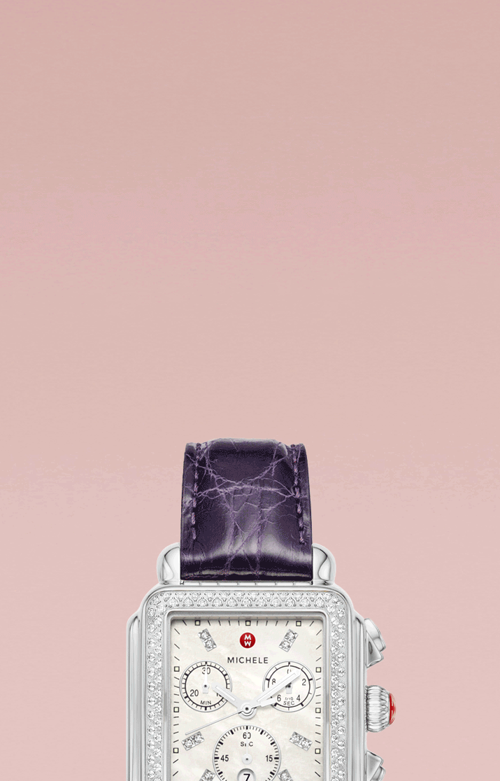 MICHELE watch with pink leather interchangeable strap