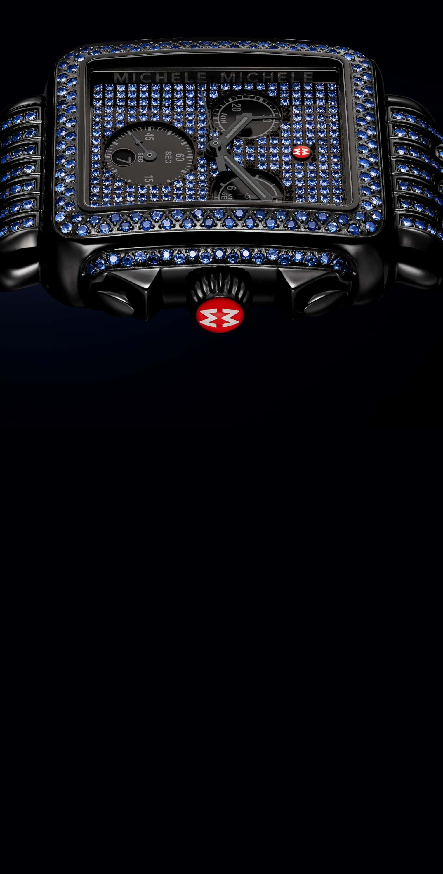MICHELE Deco Sapphire Pavé Noir black and black diamond watch
