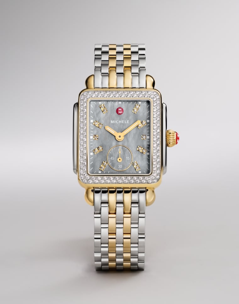 Detail shot of the Deco Mid Graphite Two-tone 18K Gold-plated watch