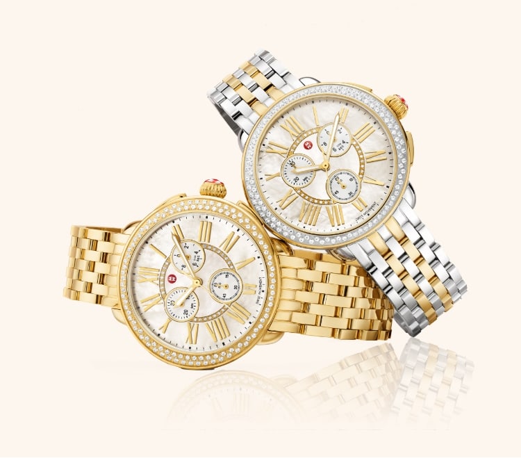 Two Serein Diamond watches in two-tone and 18k gold-plated