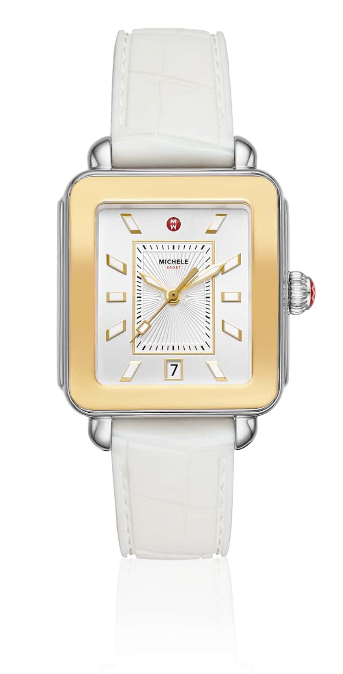 White and gold-tone Deco Sport watch.