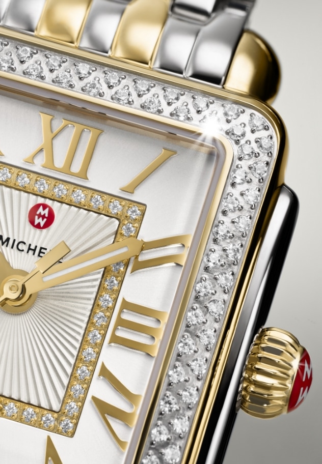 A rotating GIF showing a variety of photos including watches and design details from the Deco collection, Art Deco architecture, and Ashley Graham.