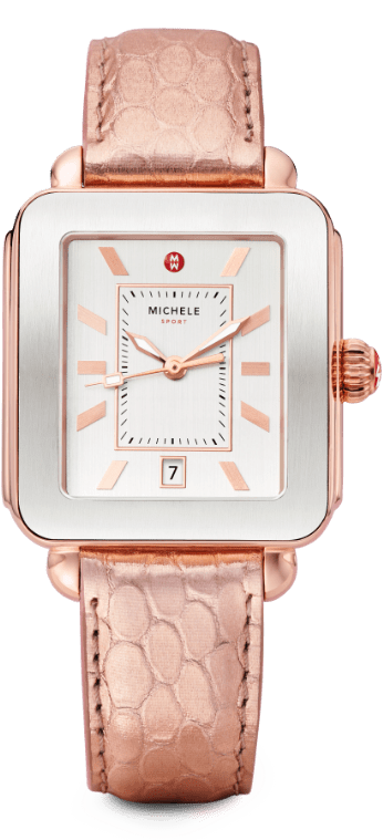 Deco Sport Mercurial Metallic watch in olive and pink.