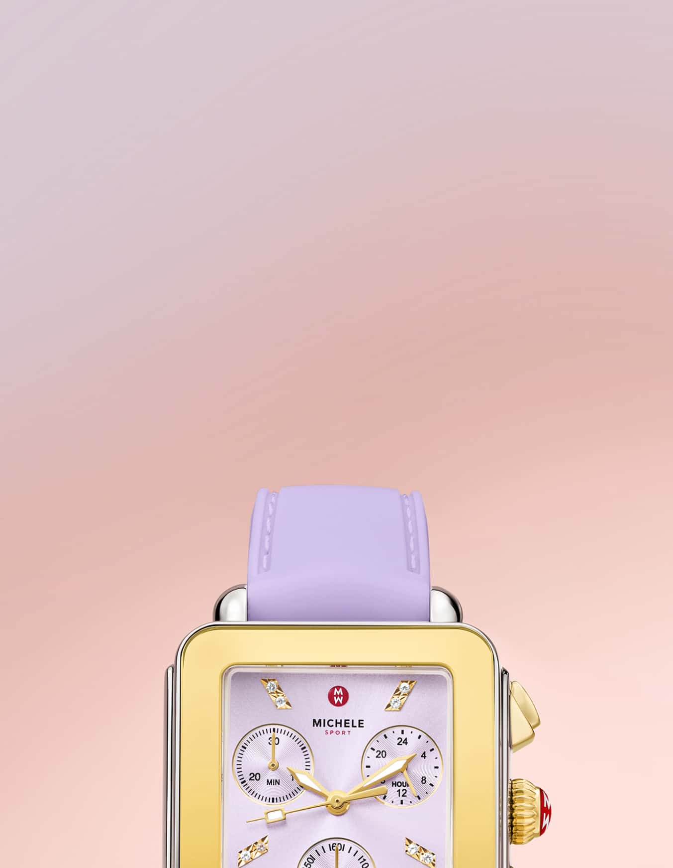 Watch with lavender face and silicone strap