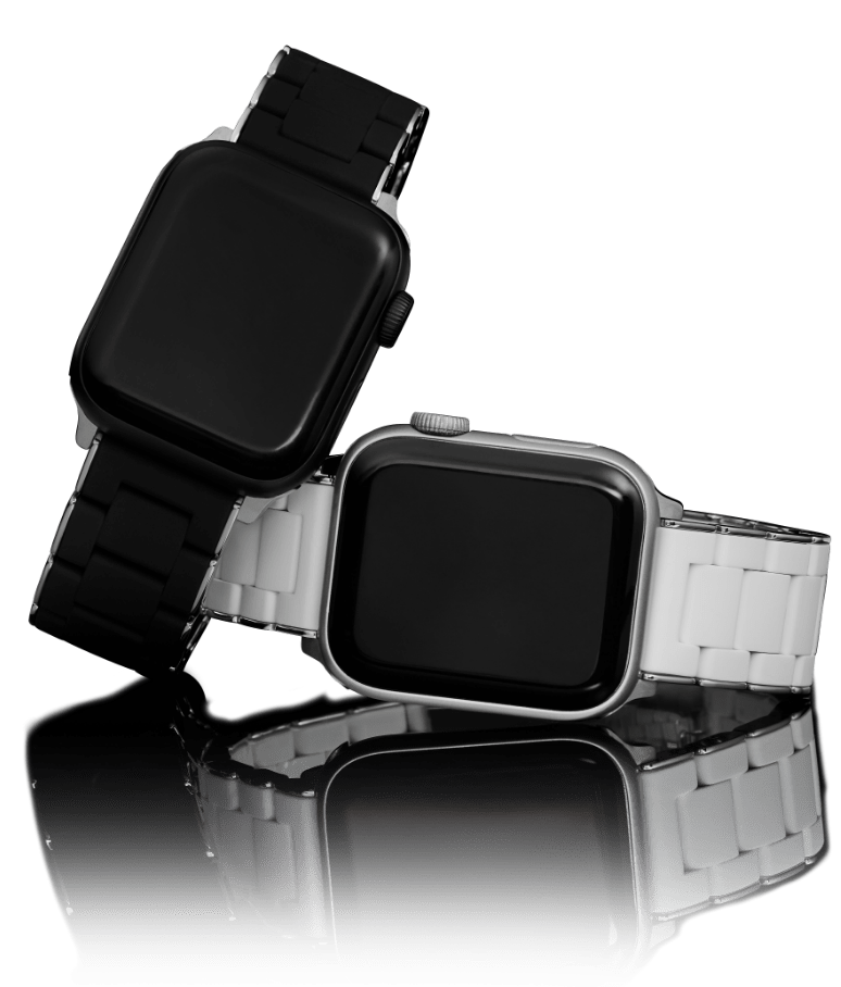 Black and white with stainless bands for Apple Watch®