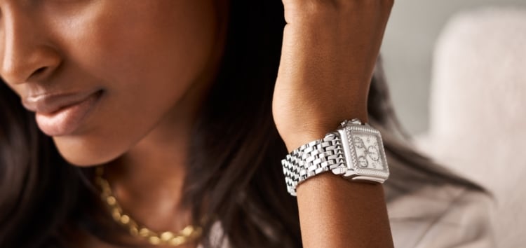 The Deco Diamond Stainless Steel watch shown a wrist