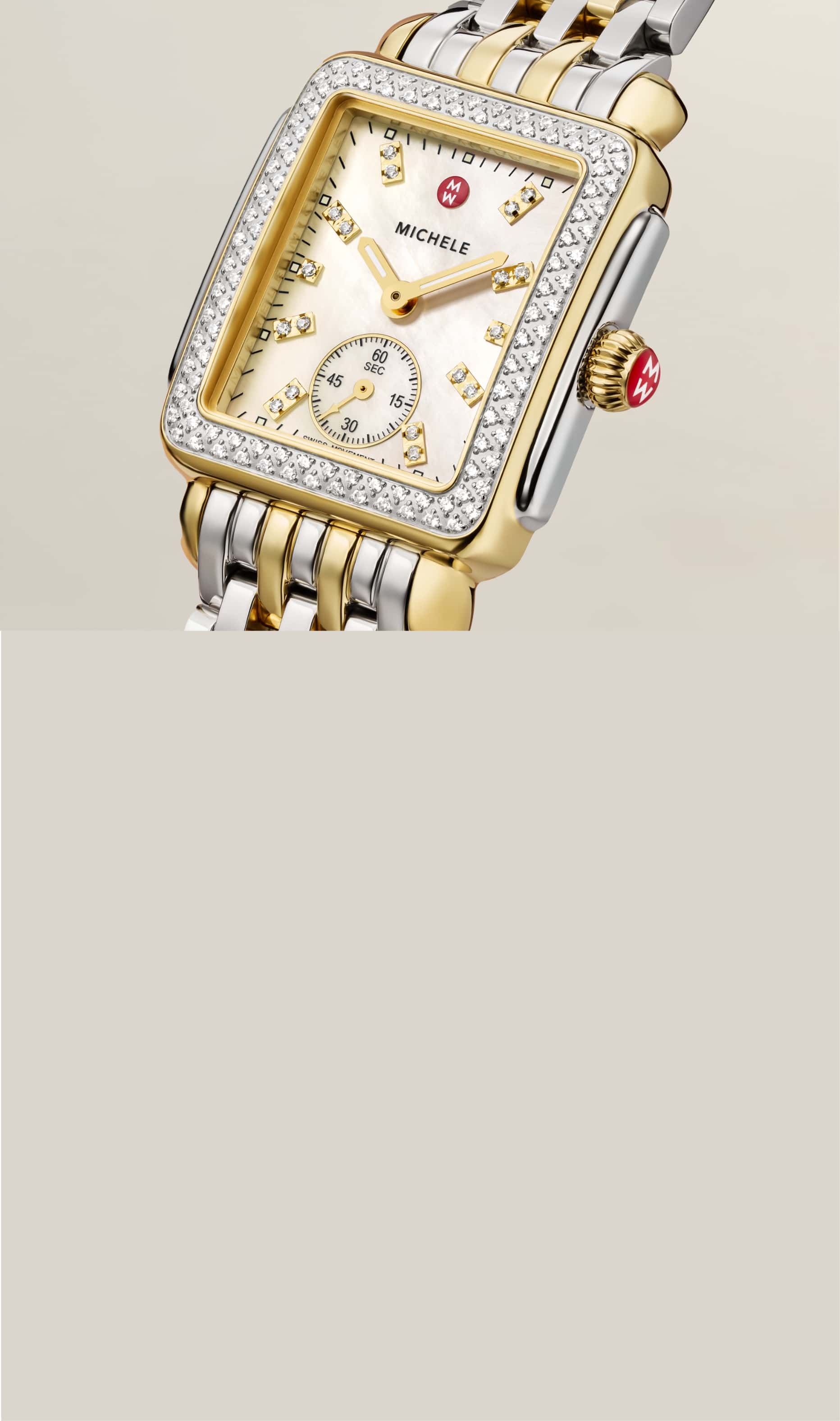 A two-tone MICHELE Deco Mid watch