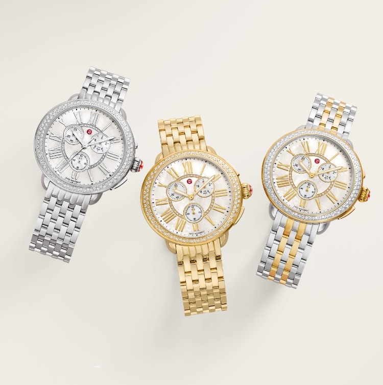 Image of 3 Michele Serein watches.