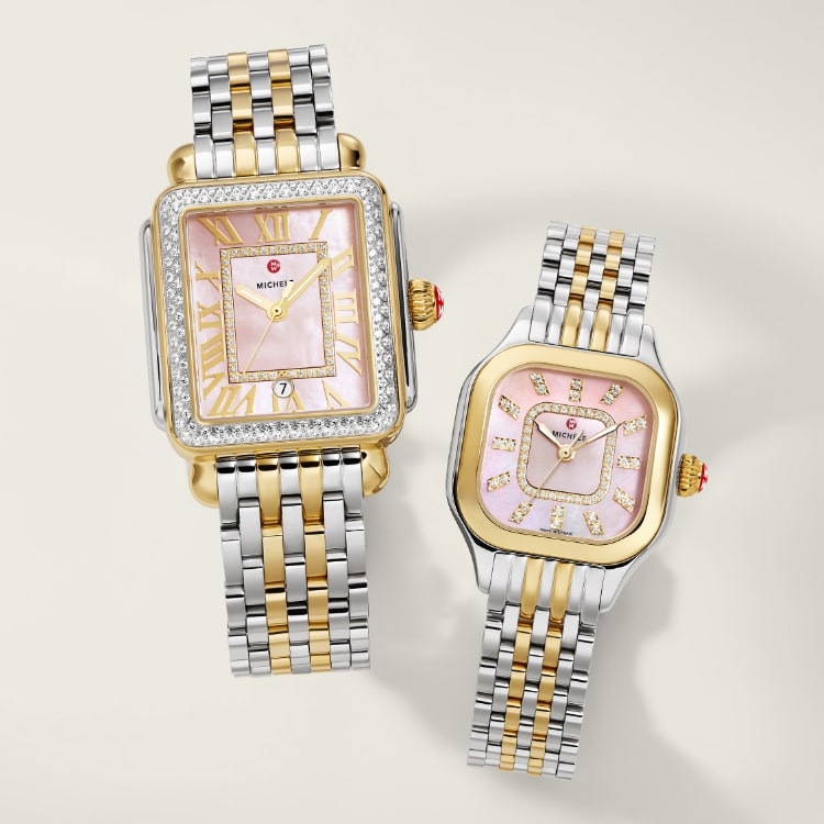 The Deco Madison Diamond Peony watch and the Meggie Diamond Dial Peony watch